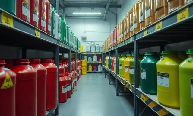 Armázem com vários butijões de gases